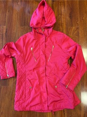 bebe Hot Pink Quilted Hooded Coat